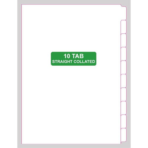 Rolls DIVW15010TSTR Dividers 10 Tab Collated STRAIGHT Box of 50 sets
