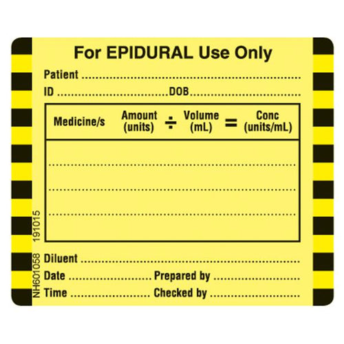 Rolls NH601058 Epidural Labels 50 x 60 Roll of 500