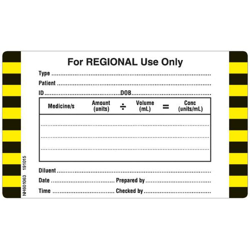 Rolls NH601063 Regional Labels LARGE 60 x 100 Roll of 500