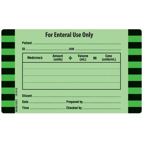 Rolls NH601082 Enteral Labels LARGE 60 x 100 Roll of 500