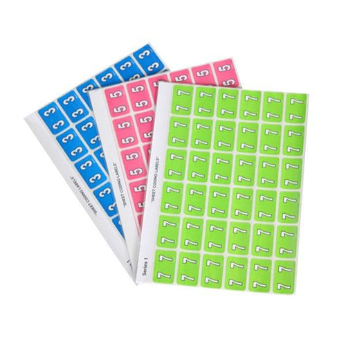 Rolls SERIES1NUMSHT Colour Coded Numeric Labels Series 1 Pack of 5 sheets