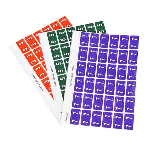 Rolls SERIES20-9SHTSET Colour Coded Numeric Labels Series 2 1 Pack each of 0 to 9