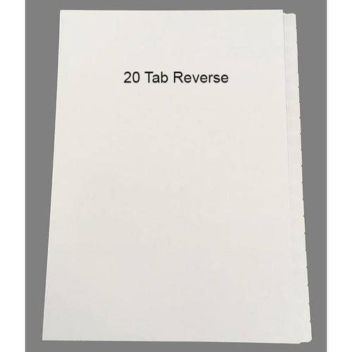 Rolls W15020TRVS Dividers 20 Tab Collated REVERSE Box of 25 sets