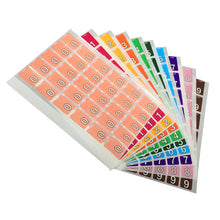 Load image into Gallery viewer, Rolls SERIES30-9SHTSET Colour Coded Alphabetic Labels Series 3 1 Pack each of 0 to 9
