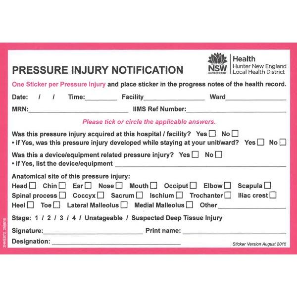 Rolls 2HHE072 Pressure Injury Notification Labels pack of 100
