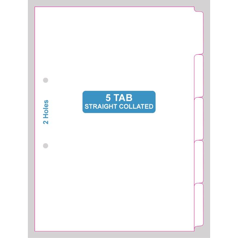 Rolls DIVW1505TSTR-D Dividers 5 Tab Collated STRAIGHT 2 holes Box of 100 sets