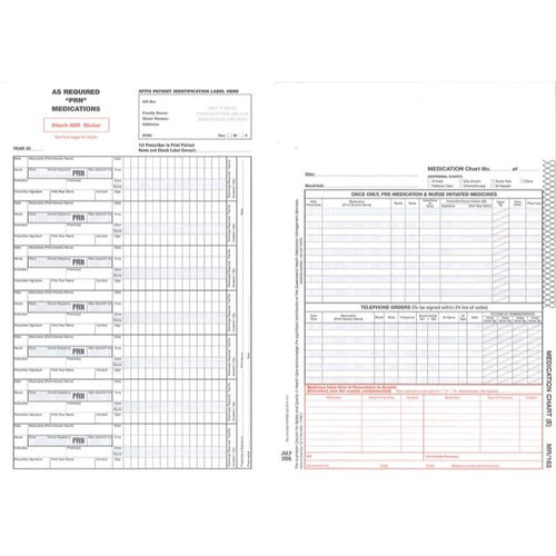 Rolls MR163 National Inpatient Medication Chart E