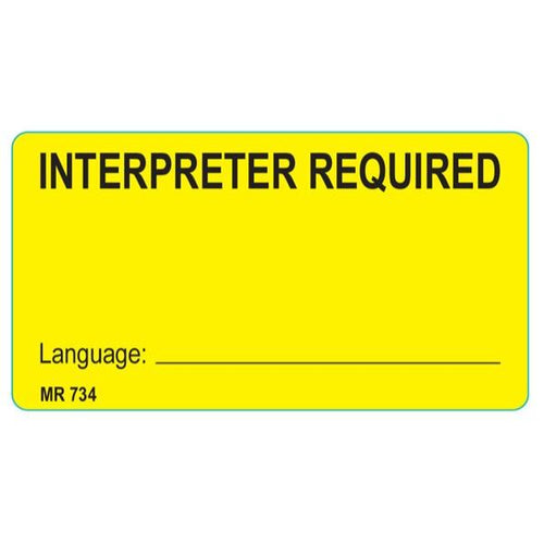 Rolls MR734 Interpreter Required Label Roll of 100 labels