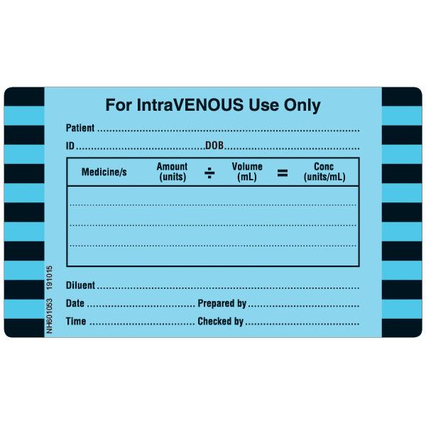 Rolls NH601053 Intravenous Use Label LARGE 60 x 100 Roll of 250