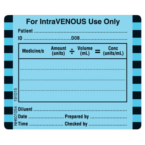 Rolls NH601054 Intravenous Container Labels 50 x 60 Roll of 500