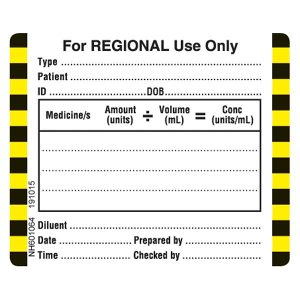 Rolls NH601064 Regional Use Only Labels 50 x 60 Roll of 500
