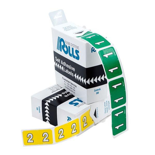 Rolls SERIES1NUMROLL Colour Coded Numeric Labels Series 1 Roll of 500 labels